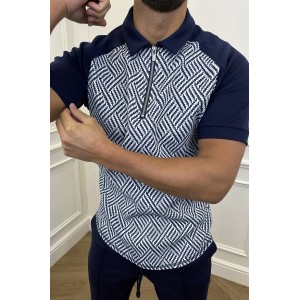 Jacquard Color Block Short-sleeved Polo Shirt