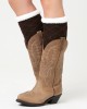 Unisex Winter Leg Warmer Thicken Fleece Liner Knit Knee Pads Warm Diamond Tube Socks Boots Deco