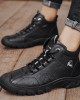 Men Microfiber Leather Breathable Soft Sole Non Slip Closed Toe Lace Up Leisure Boots