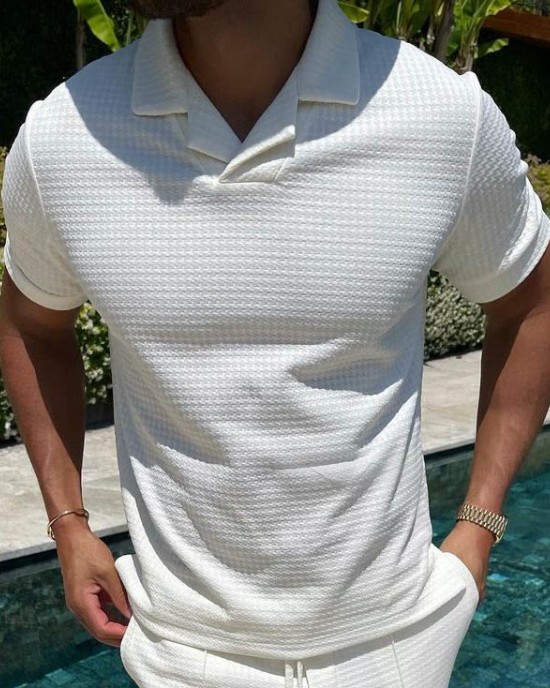 Men's white short sleeve polo shirt HE1402-02-04