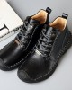 Men Pure Color Toe Protected Hand Stitching Leather Ankle Boots