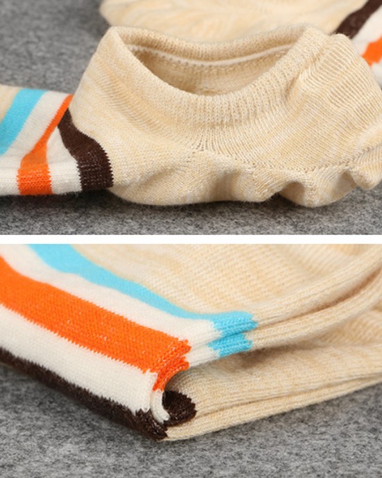 Men Combed Cotton Athletic Socks with Silicone Slip Outdoor Stripe Deodorization Ankle Sock