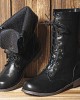 Men Retro Non Slip Button Casual Lace Up Western Boots