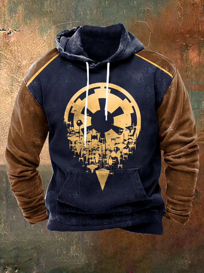 Men's Vintage Color Block Print Sweatshirt