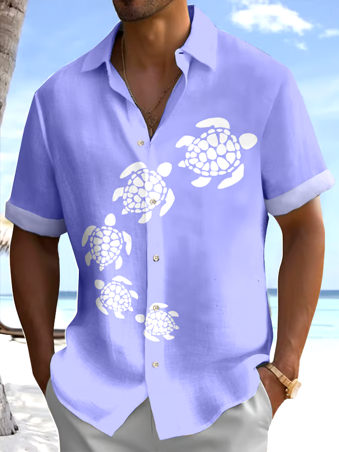 Men's Turtle Printed Casual Resort Shirt