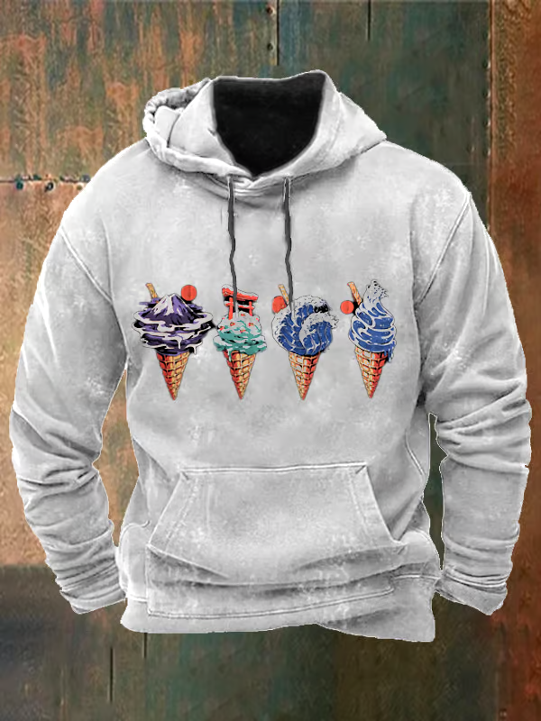 Men's Vintage Dark Food Print Hoodie