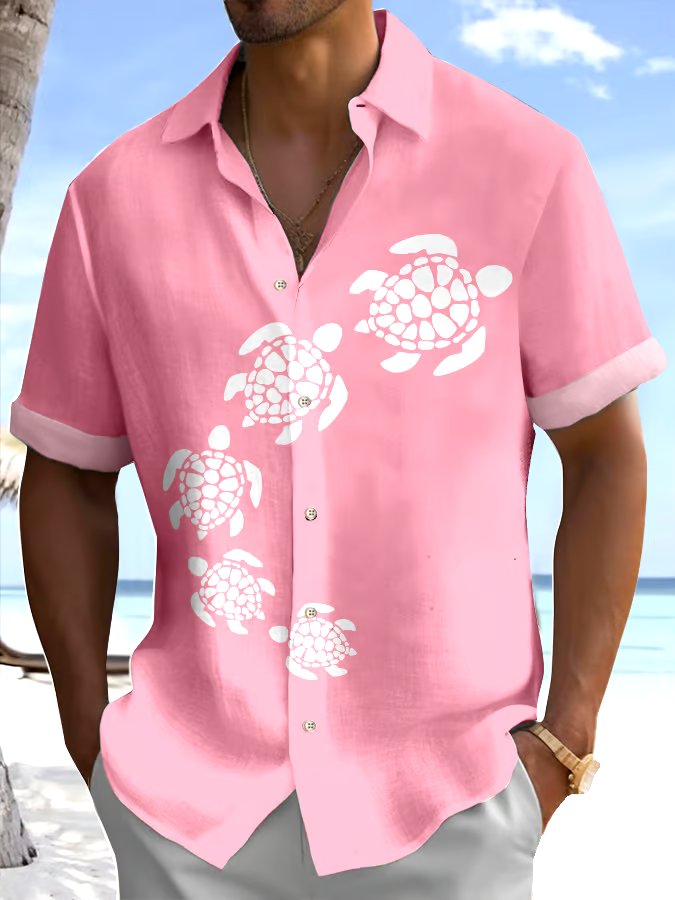 Men's Turtle Printed Casual Resort Shirt