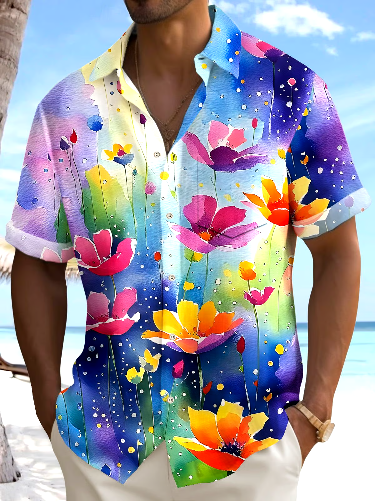 Men's Casual Vacation Hawaiian Print Shirt