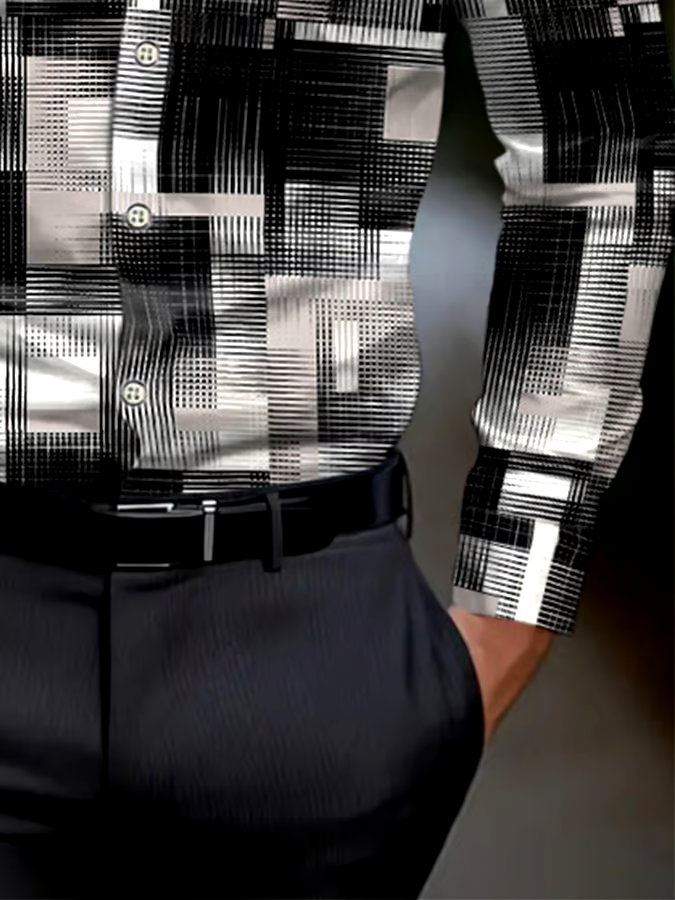 Men's Geometric Print Business Shirt