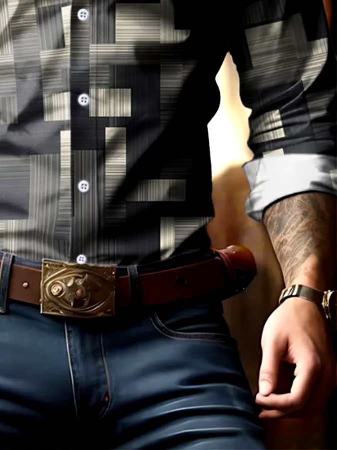 Men's Geometric Print Business Shirt