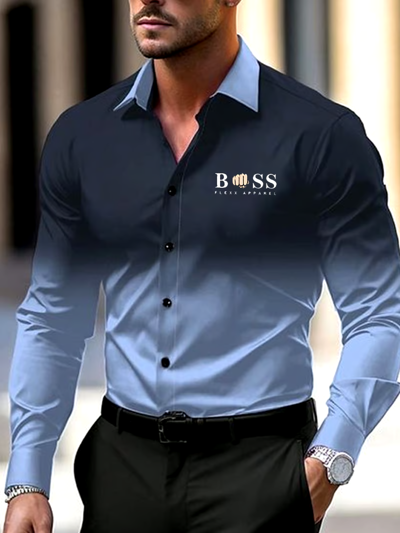 Men's Business Casual Striped Long Sleeve Shirt