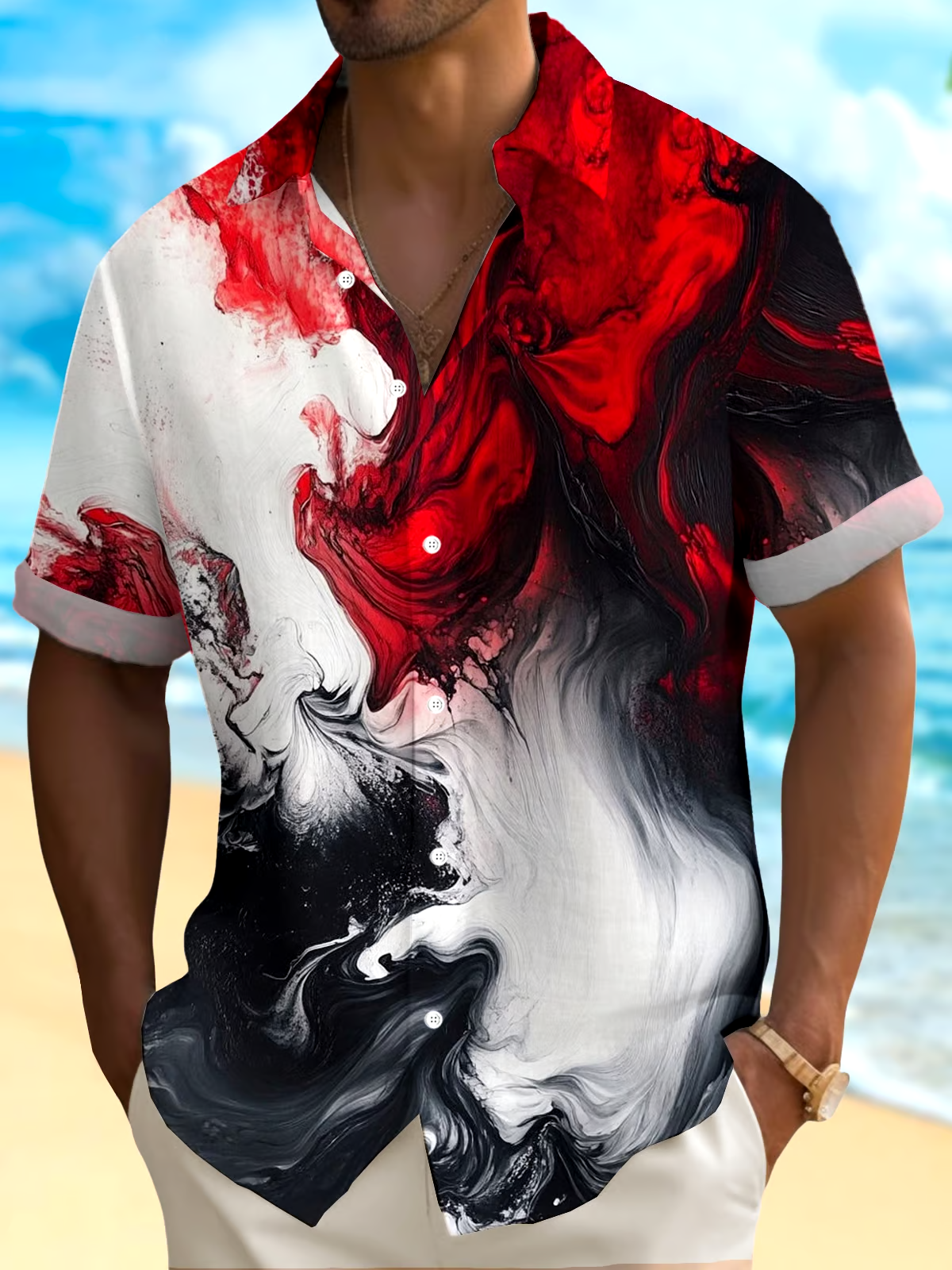 Men's Casual Vacation Hawaiian Print Shirt