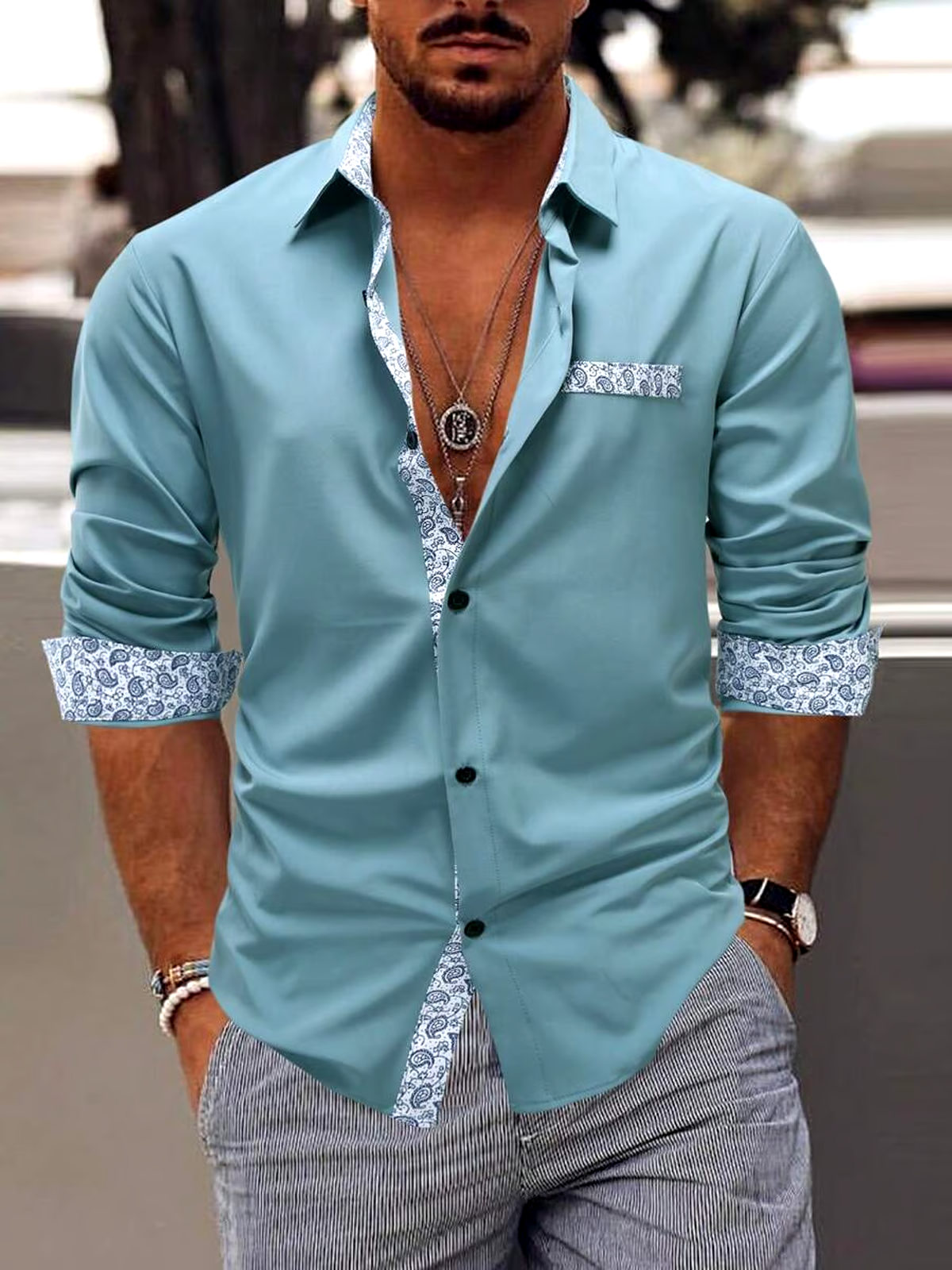 Men's Business Casual Long Sleeve Shirt