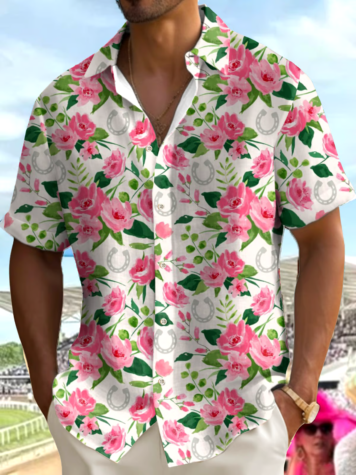 Men'S Retro Kentucky Derby Printed Shirt