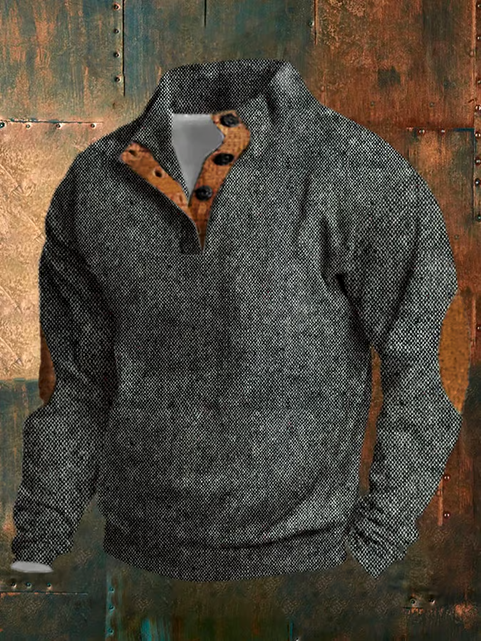 Men'S Casual Retro Printed Long Sleeve Sweatshirt