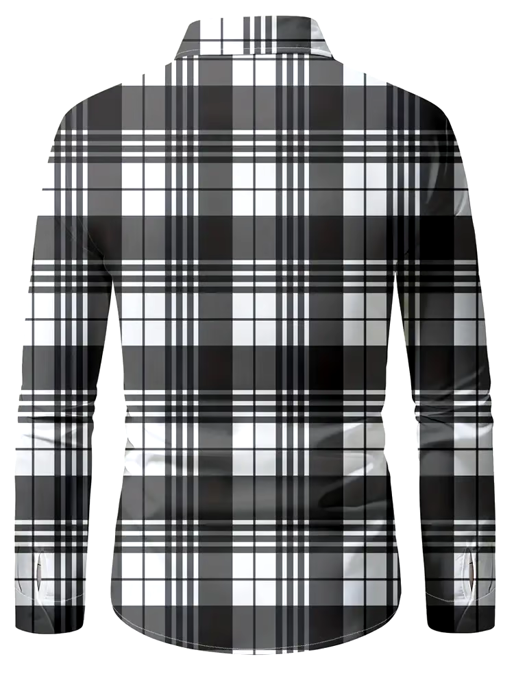Men's Plaid Business Long Sleeve Shirt
