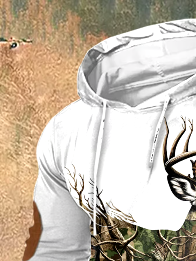Men's Vintage Camouflage Elk Hunting Hoodie