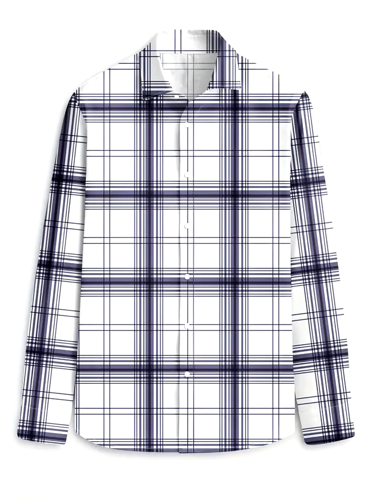 Men's Plaid Business Long Sleeve Shirt