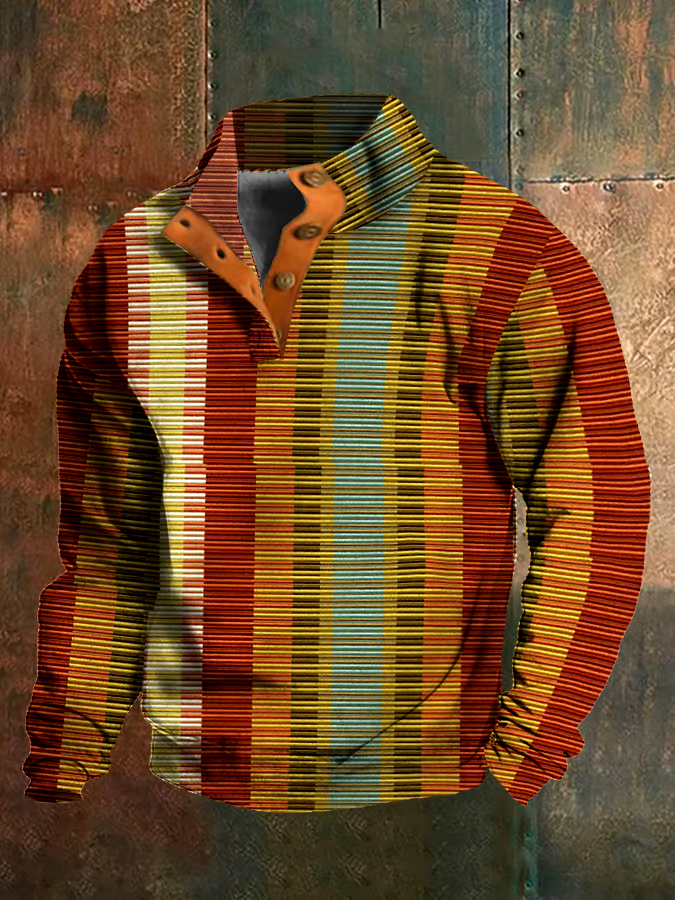Men's Retro Western Stand Collar Sweatshirt
