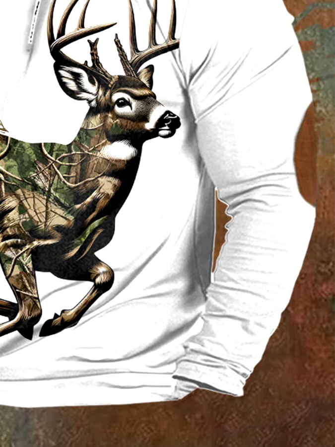 Men's Vintage Camouflage Elk Hunting Hoodie