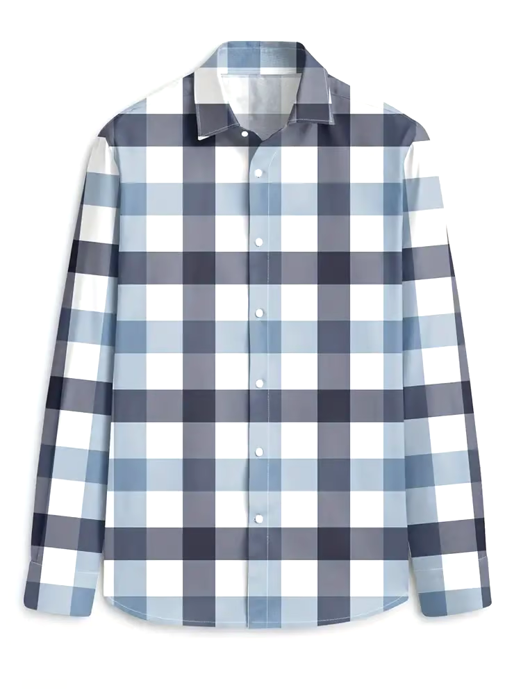 Men's Plaid Business Long Sleeve Shirt