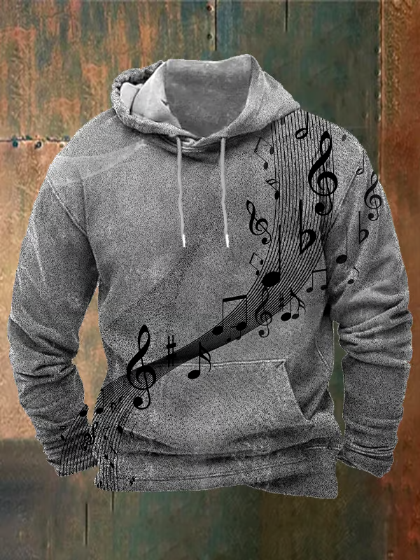 Men's Retro Music Notes Hoodie