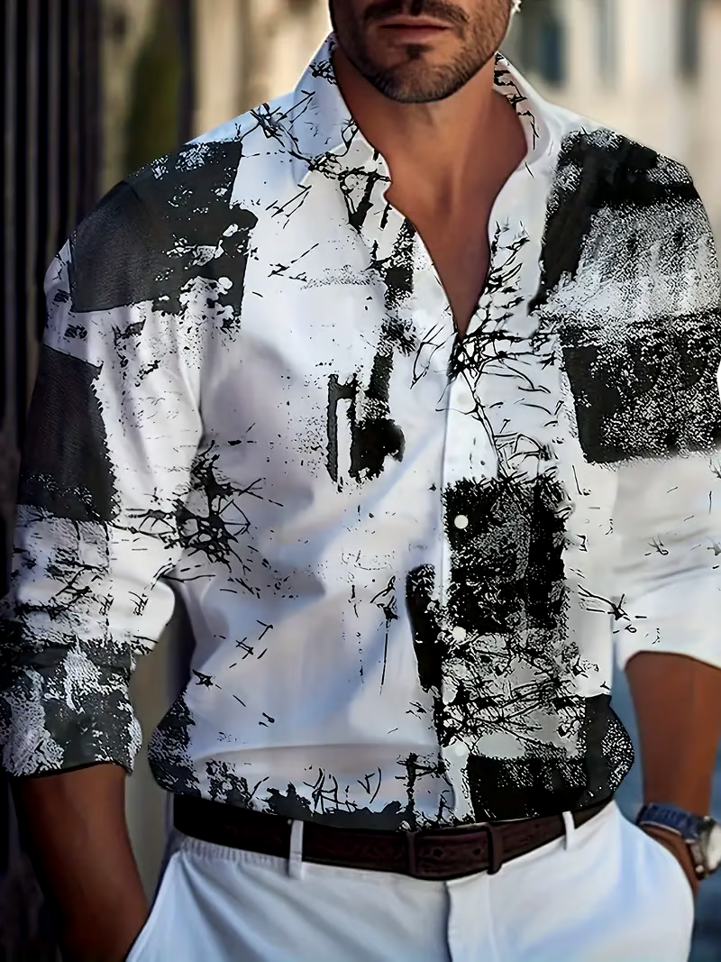 Men's Business Casual Striped Long Sleeve Shirt