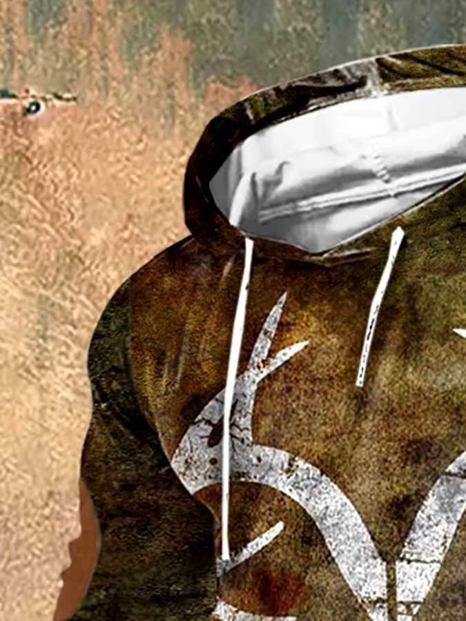 Men's Vintage Camouflage Elk Hunting Hoodie