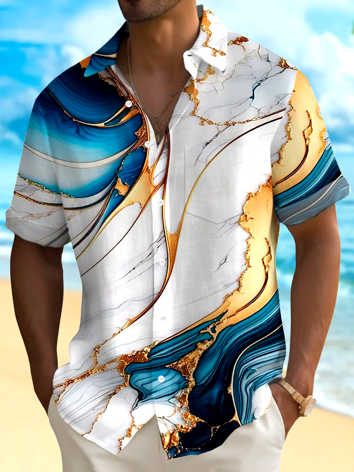 Men's Casual Vacation Hawaiian Print Shirt