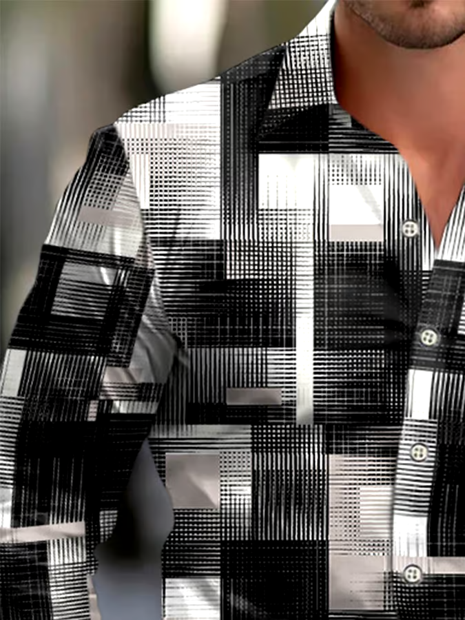 Men's Geometric Print Business Shirt