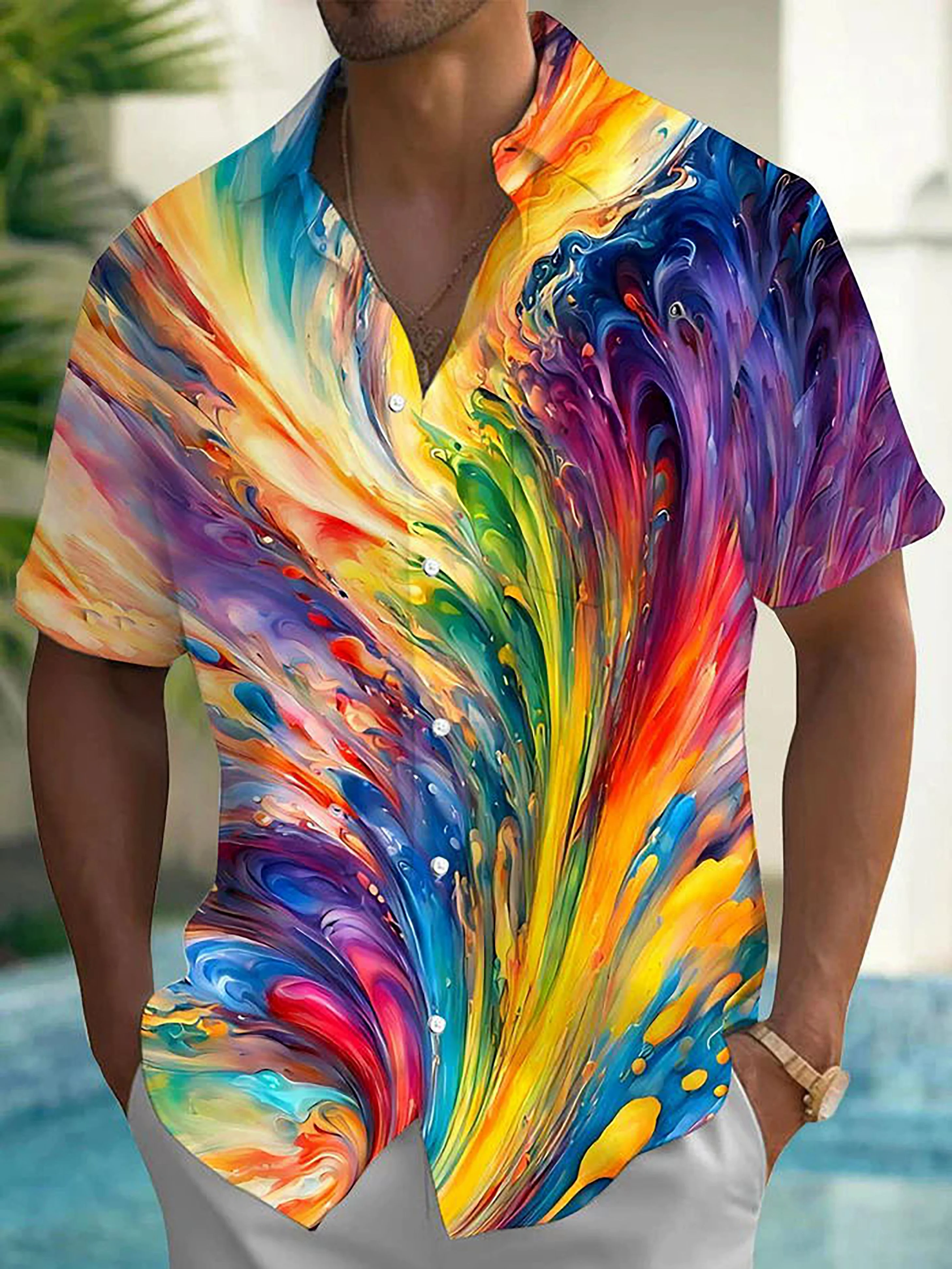 Men's Artistic Geometric Print Hawaiian Shirt