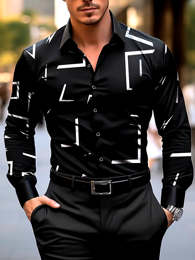 Men's Geometric Business Casual Shirt