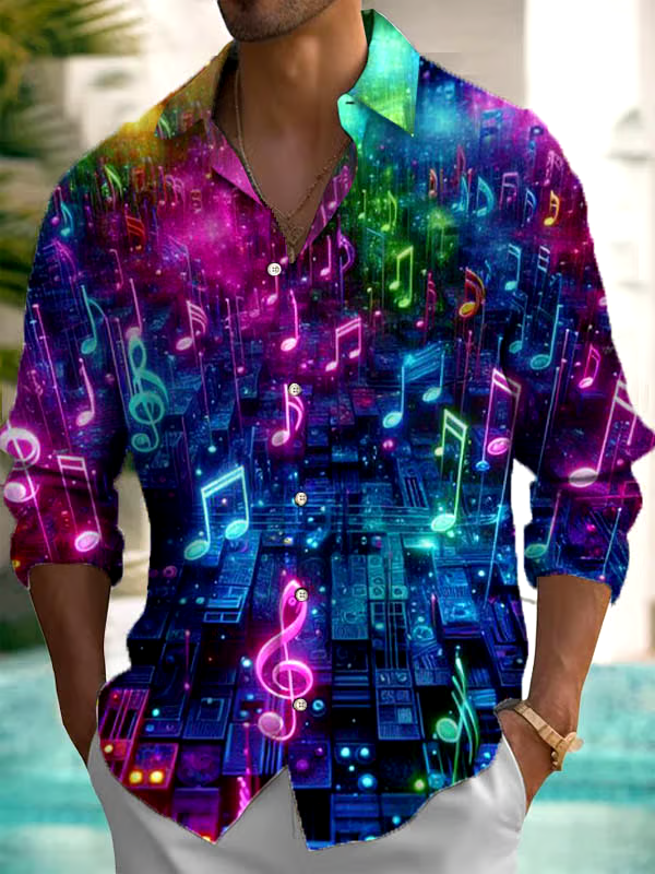 New Fashion Music Notes Long Sleeve Shirt