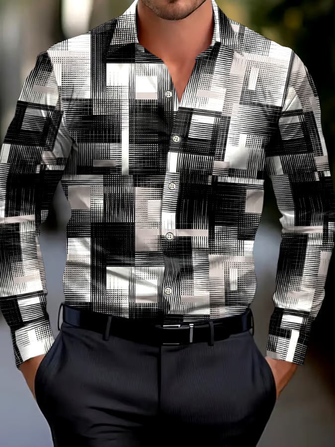 Men's Geometric Print Business Shirt