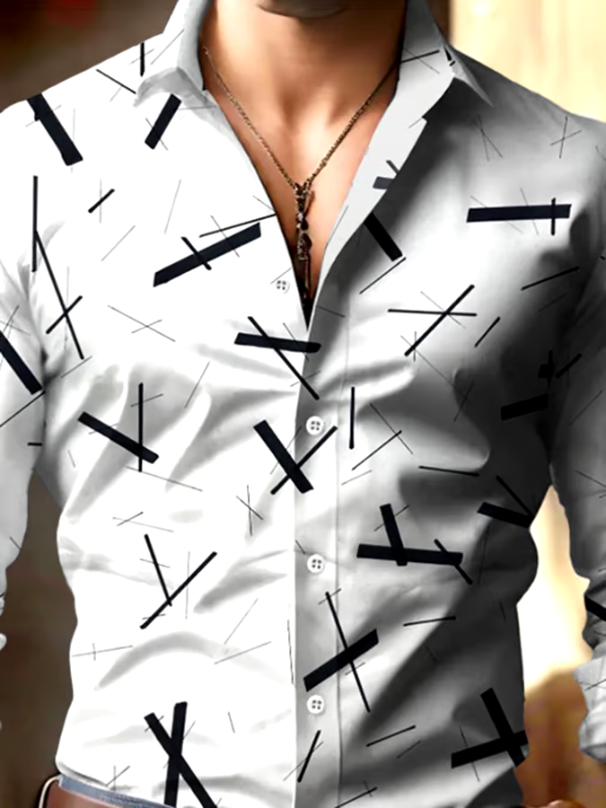 Men's Business Style Geometric Print Shirt