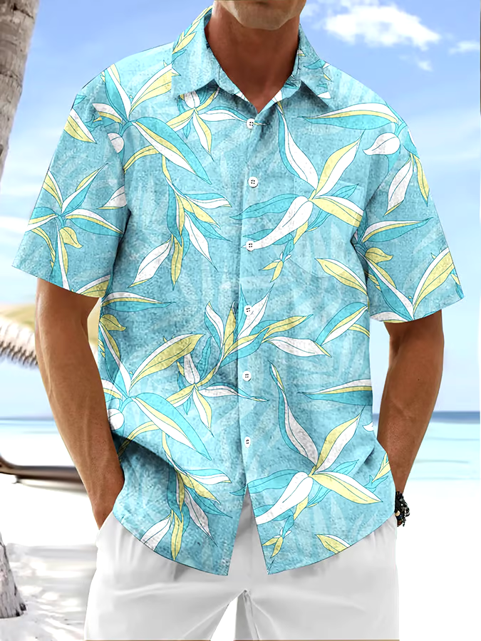 Men's Floral Printed Casual Vacation Shirt (With Pockets)