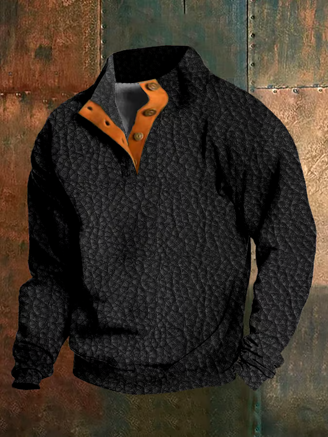 Men's Retro Western Stand Collar Sweatshirt