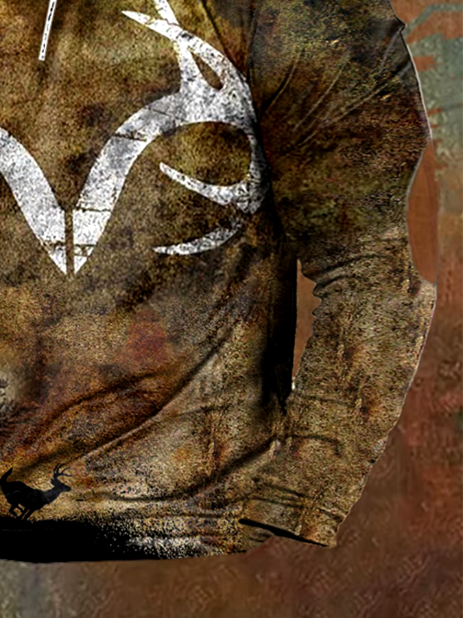 Men's Vintage Camouflage Elk Hunting Hoodie