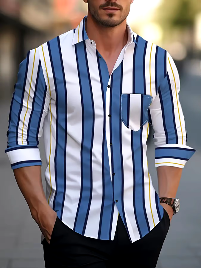 Men's Striped Business Casual Shirt