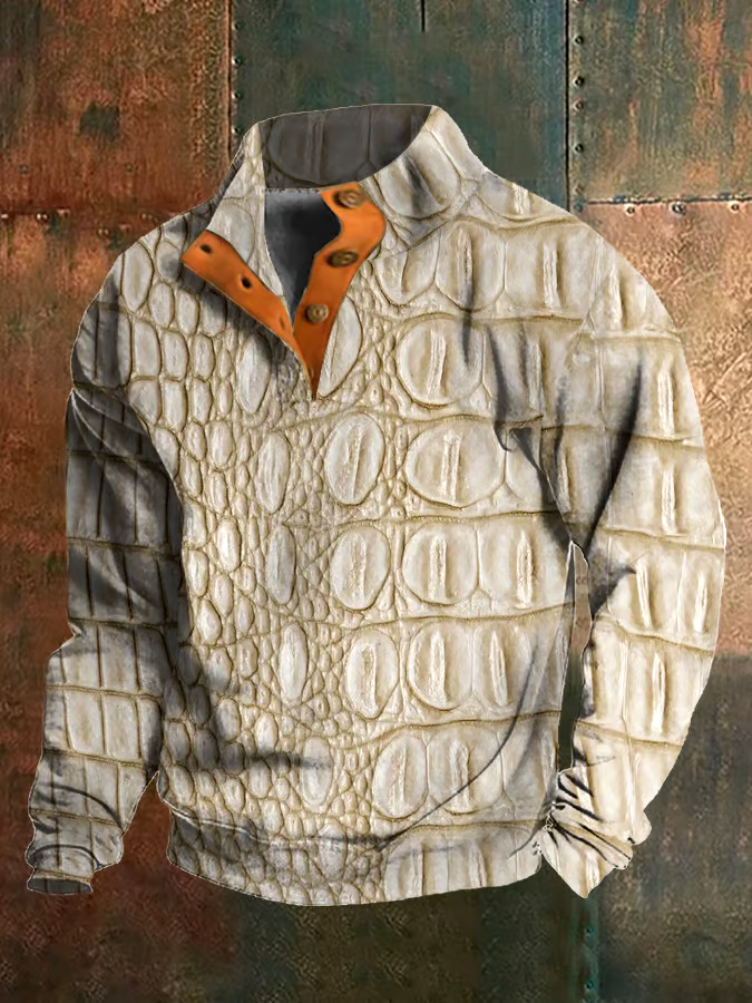 Men's Retro Western Stand Collar Sweatshirt