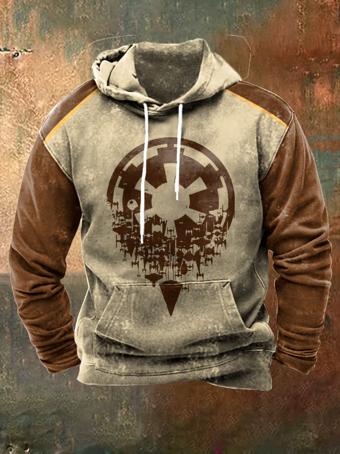 Men's Vintage Color Block Print Sweatshirt