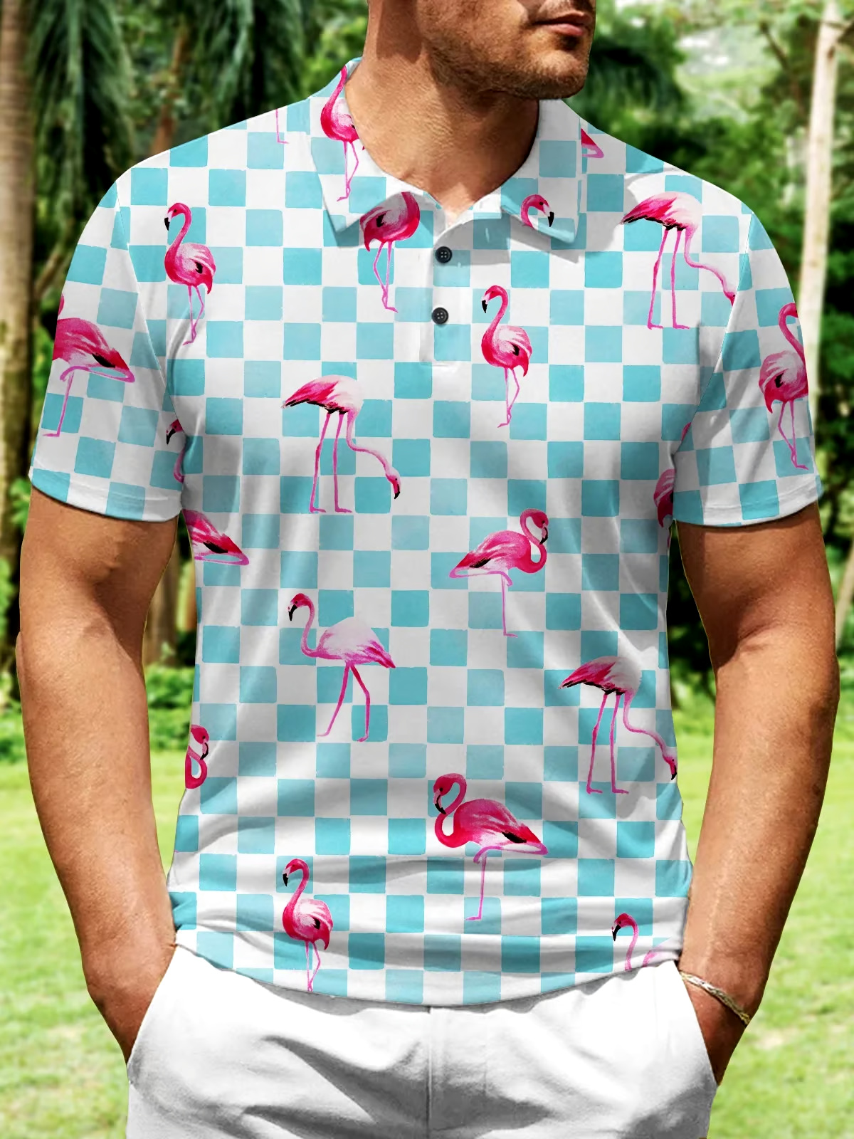 Men's Casual Stylish Hawaiian Print Polo Shirt