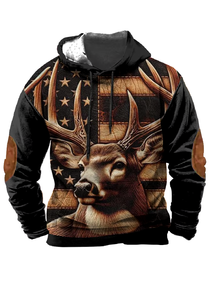 Men's Western Elk Print Hoodie