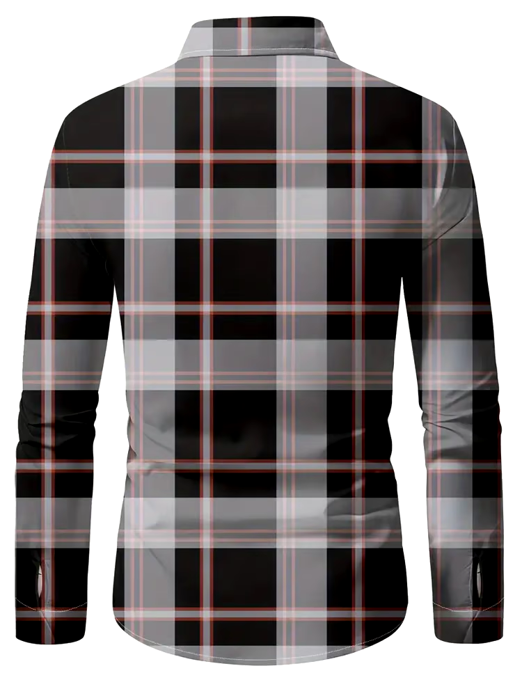 Men's Plaid Business Long Sleeve Shirt
