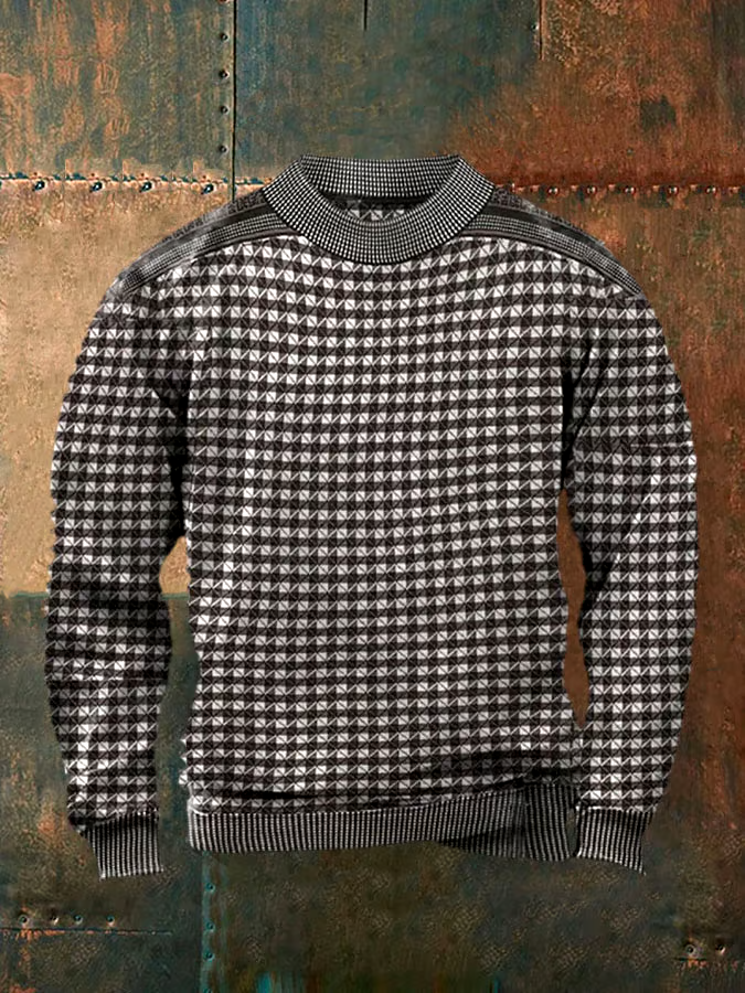 Men's Retro Geometric Crew Neck Casual Sweatshirt ​