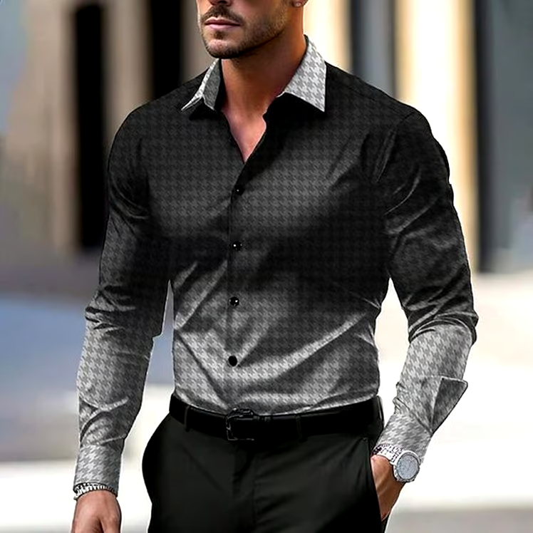 Men's Geometric Design Business Casual Shirt