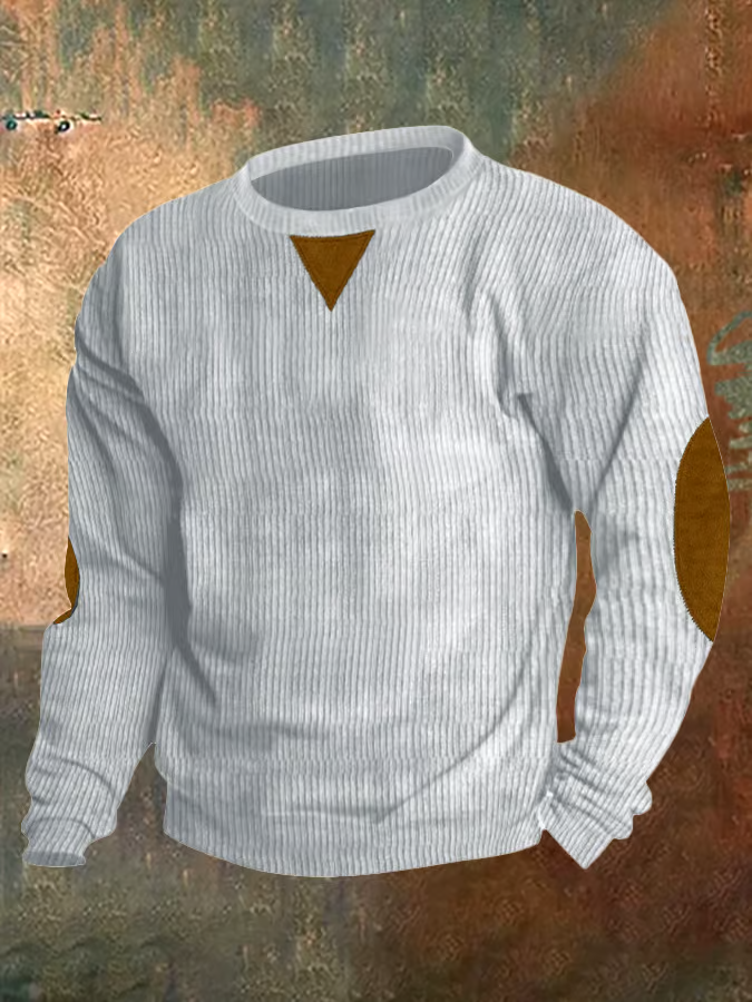 Men's Corduroy Round Neck Long Sleeve Casual Sweatshirt