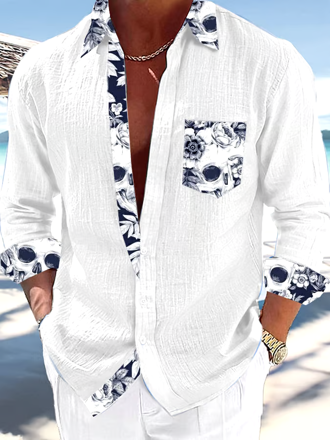 Men's Casual Vacation Contrasting Print Shirt
