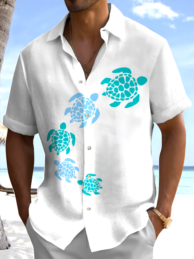 Men's Turtle Printed Casual Resort Shirt