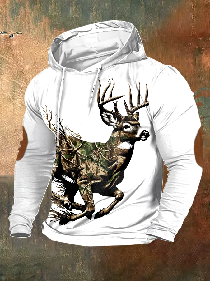 Men's Vintage Camouflage Elk Hunting Hoodie